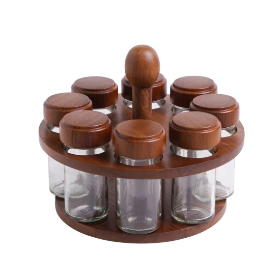 Rotating Glass Jar Set - 8 Pcs